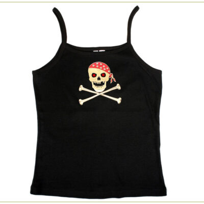 Spaghetti strap tank shirt with skull
