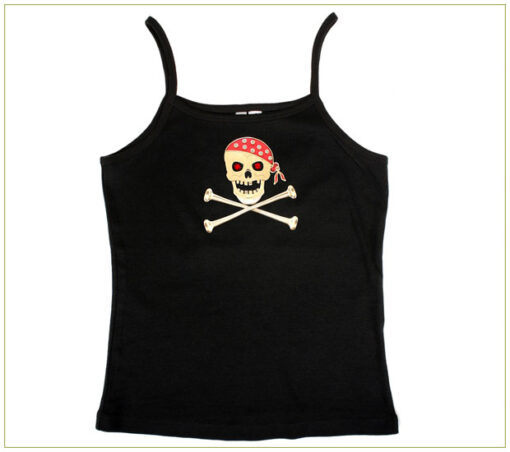 Spaghetti strap tank shirt with skull