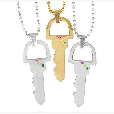 Large 3" Key on Beaded Chain