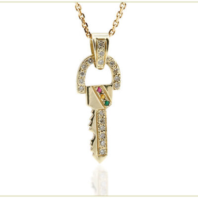 Chain Necklace with Pave Diamond Key