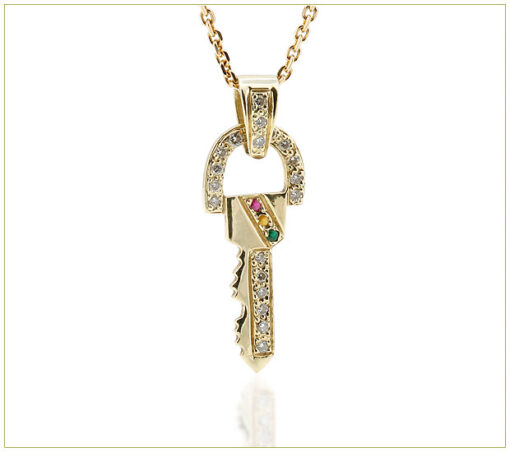 Chain Necklace with Pave Diamond Key