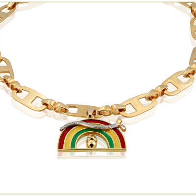 D-link Collar with Rainbow Charm and Diamonds
