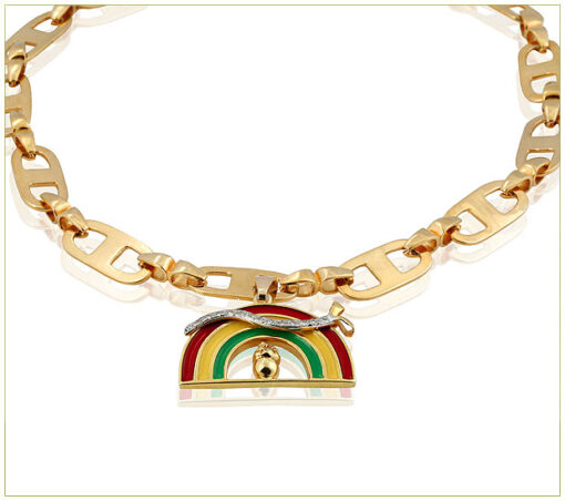 D-link Collar with Rainbow Charm and Diamonds