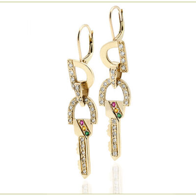 "D" wire earrings with pave diamonds