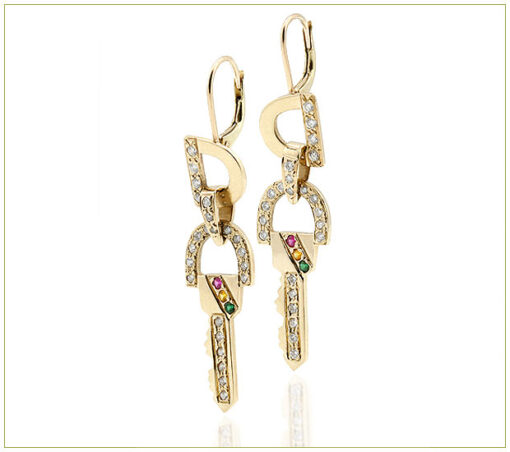 "D" wire earrings with pave diamonds