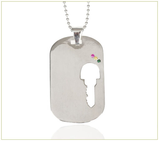 Large Dog Tag with Key Cut-out on Beaded Chain - Image 2