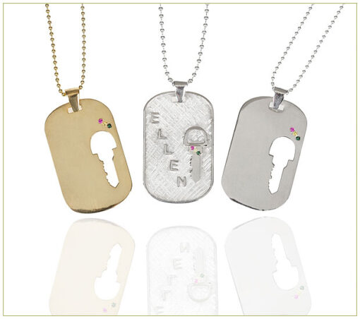 Large Dog Tag with Key Cut-out on Beaded Chain - Image 3