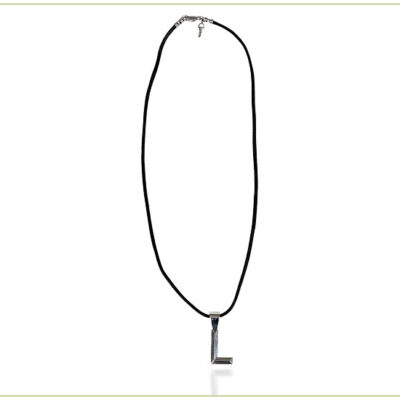 Initial Charm on Black Silk Cord