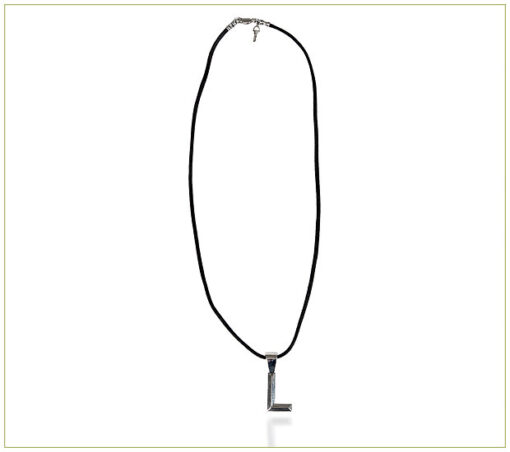 Initial Charm on Black Silk Cord