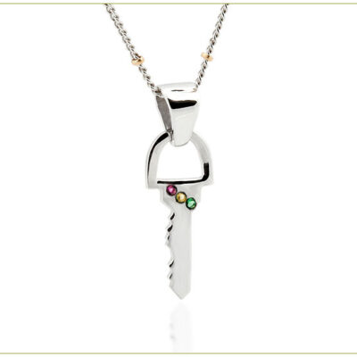 Yellow and white gold ankle bracelet with key