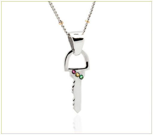 Yellow and white gold ankle bracelet with key